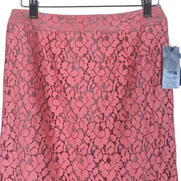 NWT Apt. 9 Lace Skirt Womens 0P Pink Floral Lined Mini Romantic Feminine Spring - Picture 2 of 6